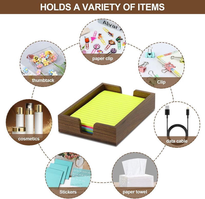 MultiBey Walnut Wood Sticky Notes Holder for Desk, 4x6 Inch Self -Sticky Note Memo Holder, Wooden Sticky Note Dispenser Office Desk Organizer for Dorm Room Office Home School (S) - Image 5